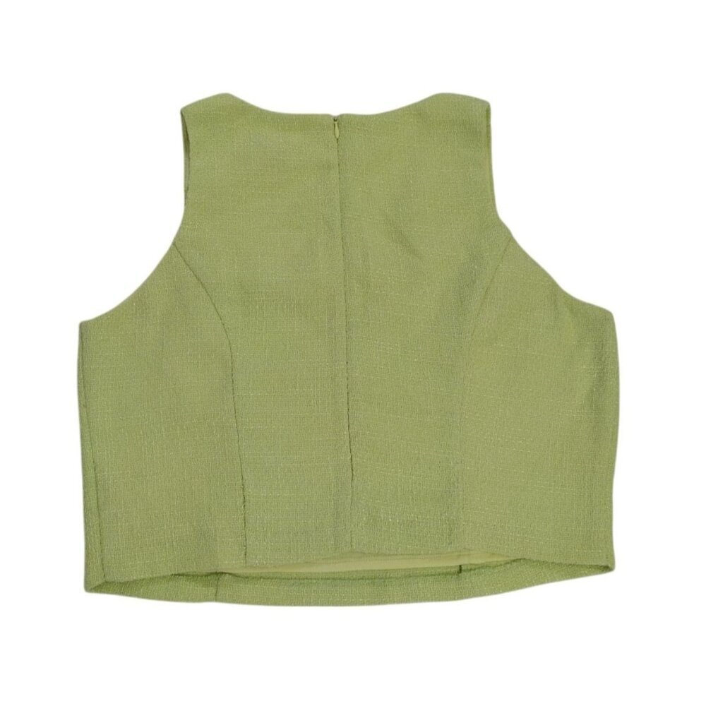 Taylor Womens Size 10 Lime Green Textured Crop Top With Back Zipper Closure, NWT - Picture 2 of 7
